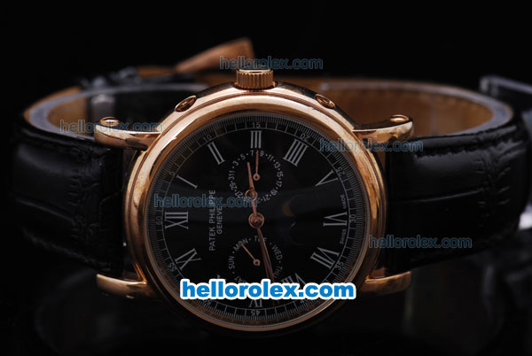 Patek Philippe Grande Chronograph Automatic Movement with Black Dial and Gold Case - Click Image to Close